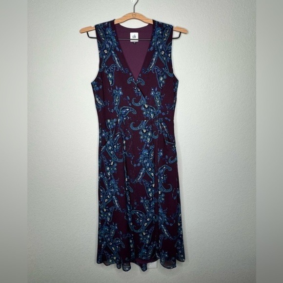 Cabi Women's Treasure Purple Blue Paisley Midi Dress- Sz 6‎ - Picture 1 of 9